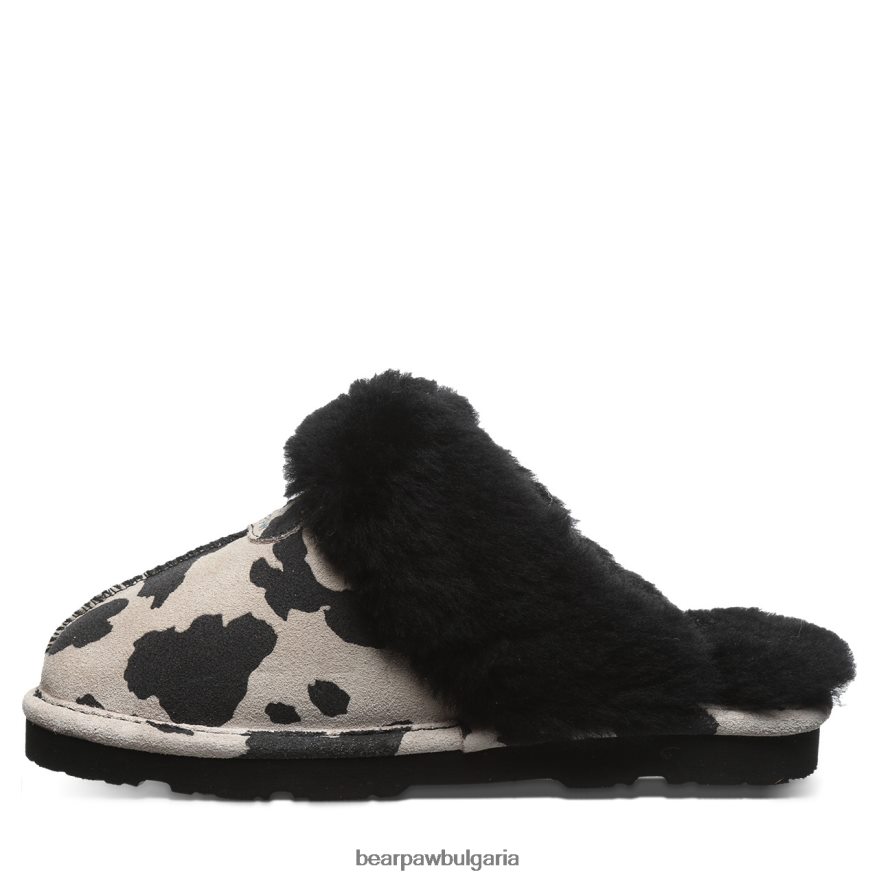 локи екзотик Жени BEARPAW домашни пантофи печат на черна крава FRT6V0293