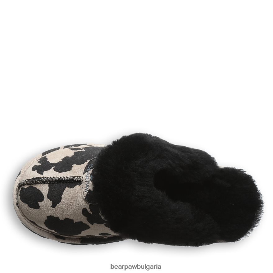 локи екзотик Жени BEARPAW домашни пантофи печат на черна крава FRT6V0293